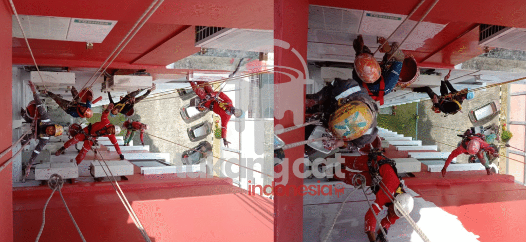 jasa pengecatan gedung tinggi, vendor rope akses, rope access,tukang cat gedung pakai tali, jasa pengecatan gedung terdekat