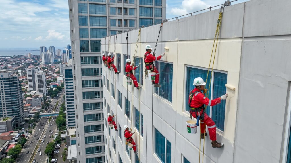 Rope Access Gedung vs Scaffolding 4 Tukang Cat Indonesia