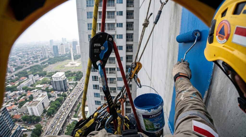 Berapa Lama Ketahanan Cat Eksterior Gedung? Panduan Jadwal Maintenance untuk Menekan Budget 2 First person perspective of an Indonesian 202606171537