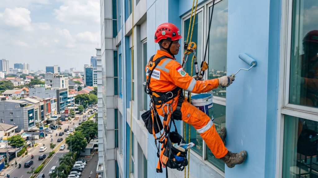5 Keuntungan Rope Access vs Scaffolding - Mana yang Lebih Efisien untuk Gedung High-Rise? 2 Kontraktor Cat Gedung