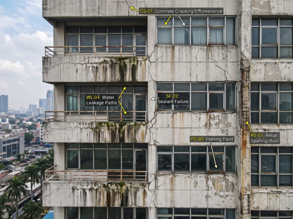 5 Keunggulan Sinergi Drone Inspection & Rope Access - Cara Tercepat Menemukan Kerusakan Fasad di Gedung 20+ Lantai 2 inspeksi gedung dengan drone, jasa audit fasad gedung, pemeriksaan dinding high-rise.
